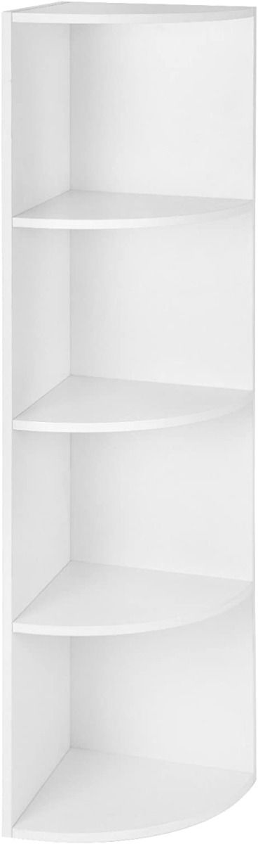 Hoppa! Songmics Hoek Boekenkast 4 Niveaus - Hout - Wit - 30 x 30 x 129.5 cm | Vooraanzicht