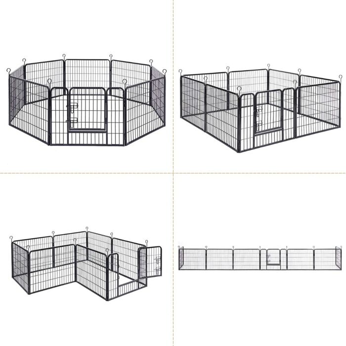 Hoppa! Songmics Hondenhekje - Puppyren - 160x160 cm - 8 Delen van 80 x 60 cm - Zwart vierkant, rechthoek of achthoek naar keuze