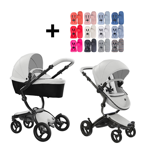 Mima Xari Kinderwagen | Frame - Black | Zitting + Kap - Snow White | Starter Pack - Stone White - Babyhuys.com